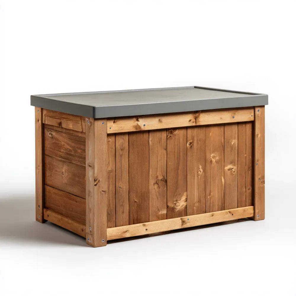 Outdoor Storage Box 120x60x60 cm - Natural Brown - Weather-Resistant