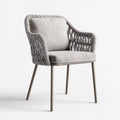 Patio Dining Chair 60x65x85 cm - Grey Woven Rope with Cushions