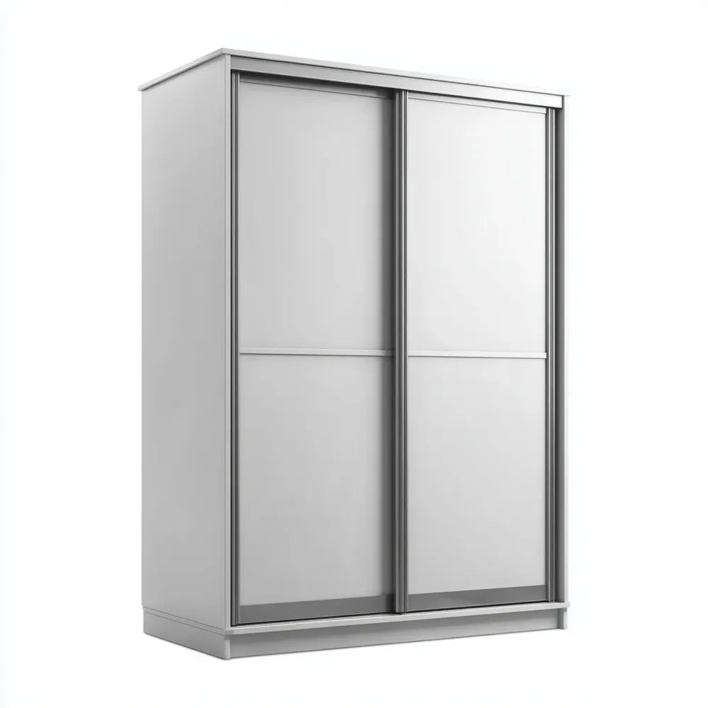 Wardrobe - Wooden 200x150x60 cm - White - Sliding Door Design