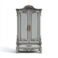 Wardrobe Wooden Carved 180x60x220 cm - Antique White - French Style