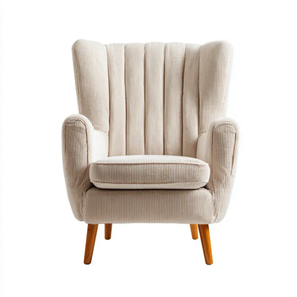 Armchair 75x85x100 cm Corduroy Upholstered - Beige - Modern Design